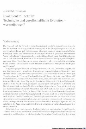 Evolutionäre Technik? : technische und gesellschaftliche Evolution - wer treibt wen?