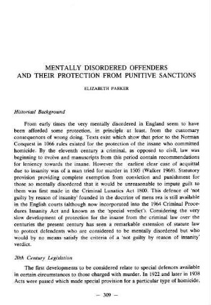 309-322, Mentally disordered offenders and their protection from punitive sanctions