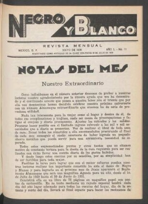 Notas del mes : Nuestro extraordinario