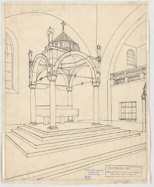 Thiersch, Friedrich von; Aschaffenburg; Kapuzinerkirche, Erweiterung - Hochaltar (Perspektive)