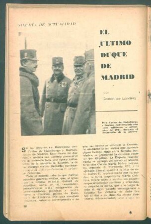 El último duque de Madrid : Silueta de actualidad