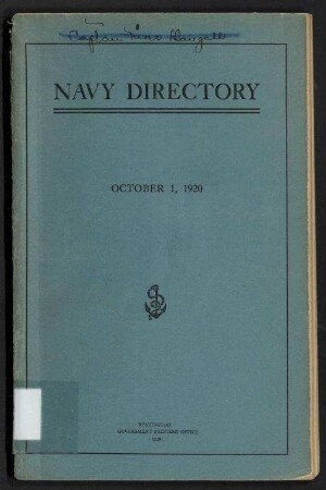 Navy Directory - Officers of the United States Navy, October 1, 1920.