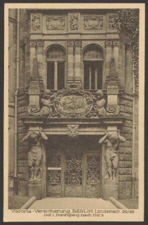 Ansichtskarte „Victoria-Versicherung“, Lindenstraße