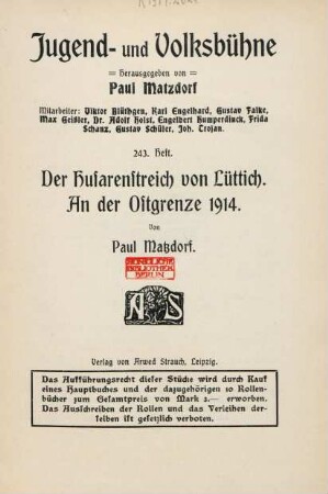 Der Husarenstreich von Lüttich : an der Ostgrenze 1914