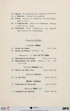 Gemälde (Nr. 111-127)