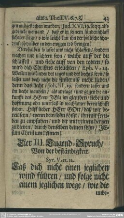 Der III. Tugend-Spruch, Von der beständigkeit