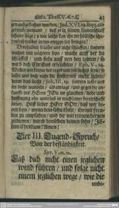 Der III. Tugend-Spruch, Von der beständigkeit