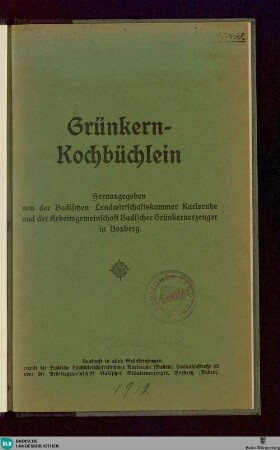 Grünkern-Kochbüchlein