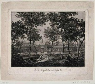 Die Kegelbahn am Obstgarten, Holzkonstruktion mit asiatischem Pavillon, im Park des Schlosses Moritzburg?