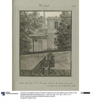 Werder. Schiklers Gartenhaus aus dem Steinerschen Garten in der Wallstraße gesehen unter Regierung Friedrich Wilhelm III. 1803