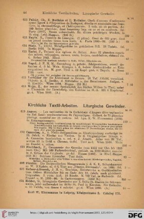 Kirchliche Textil-Arbeiten. Liturgische Gewänder (Nr. 619 - 633)