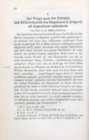 94-118 Zur Frage nach der Echtheit und Abfassungszeit des Responsum b. Gregorii ad Augustinum episcopum