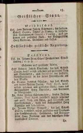 Hochfürstliche geistliche Regierung.