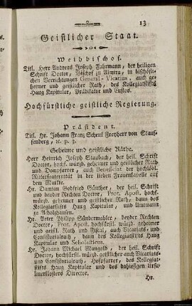 Hochfürstliche geistliche Regierung.