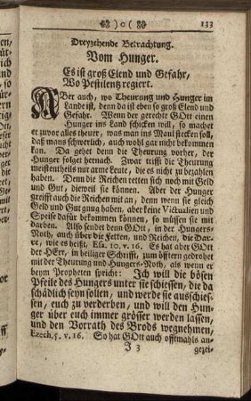 Dreyzehende Betrachtung. Vom Hunger.