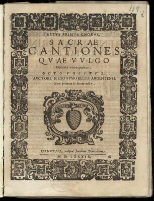 Girolamo Belli: Sacrae cantiones ... octo vocibus ...