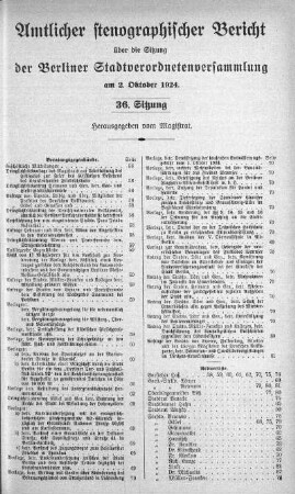 Sitzung 36, 2. Oktober 1924