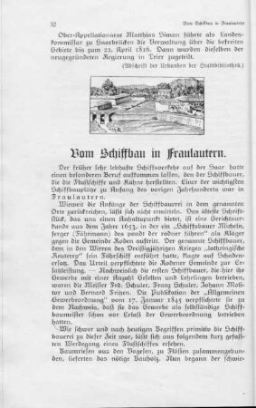 Vom Schiffbau in Fraulautern.