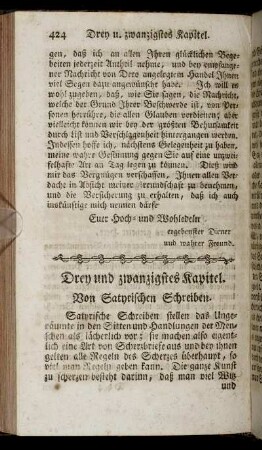 Drey und zwanzigstes Kapitel. Von satyrischen Schreiben.