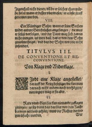Titulus III. De Conventione Et Reconventione.