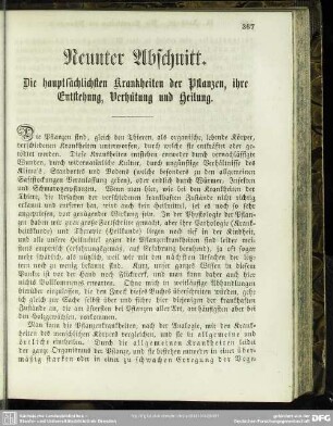 Neunter Abschnitt. Die hauptsächlichsten Krankheiten der Pflanzen, ihre Enstehung, Verhütung und Heilung