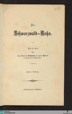 Die Schwarzwald-Bahn : Gedicht