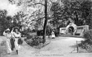 Leipzig: Partie am Thomasring mit Märchenbrunnen