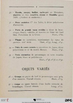 Objets Variés (Nr. 36-59)