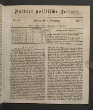Freitag, den 4. November. 1831