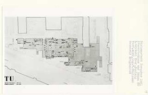 Studentenhaus und Mensa TU, Berlin-Charlottenburg (Diplomarbeit bei Peter Poelzig): Grundriss Erdgeschoss 1:200