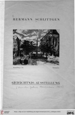 Hermann Schlittgen : Gedächtnis-Ausstellung