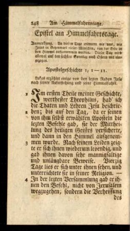 Epistel am Himmelfahrtstage