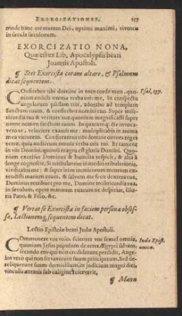 Exorcizatio Nona, Quae est ex Lib. Apocalypsis beati Joannis Apostoli.