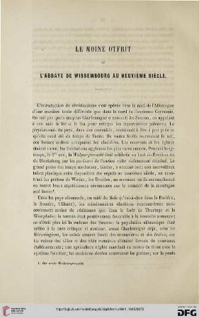 2.Ser. 3.1864/65: Le moine Otfrit et l'abbaye de Wissembourg au neuviéme siécle