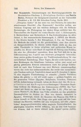 388-389 [Rezension] Buber, Martin, Königtum Gottes