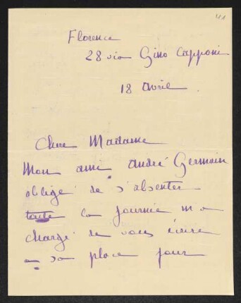 Brief von Unbekannt an Margarete Hauptmann