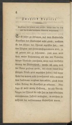 Zweytes Kapitel. Erzählung der Zeichen und Zufälle, welche man bey dem mit der Seuche behafteten Rindvieh wahrnimmt