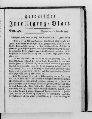 Num. 47, Ausgabe vom 25. November 1814