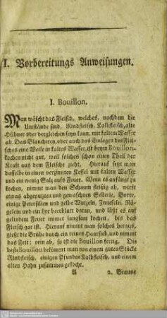 I. Vorbereitungs Anweisungen
