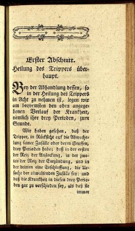 Erster Abschnitt. Heilung des Trippers überhaupt.