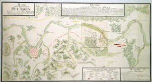 WHK 21 Österreichischer Sukzessionskrieg 1740-1748 bis zum Aachener Frieden: Plan der Schlacht bei Dettingen zwischen den Alliierten unter dem Kommando des Königs von Großbritannien und den Franzosen unter dem Herzog von Noaille, 27. Juni 1743