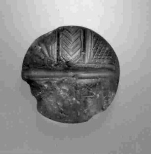 Minoische Gemme (Diskos): Architekturornament (rechtwinklig abgeteilte Felder mit verschiedenen geometrischen Mustern gefüllt)