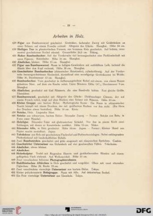 Arbeiten in Holz (Nr. 429-474)