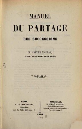 Manuel du partage des successions