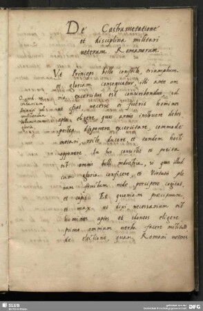 [Text:] Liber unus de castrametatione et disciplina militari veterum romanorum