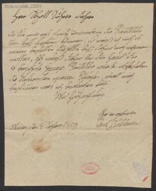 Brief an B. Schott's Söhne : 08.09.1829