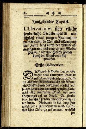 Fünfzehndes Capitel. Erste Observation - Zweyte Observation.