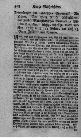 Anmerkungen zur lateinischen Grammatik.