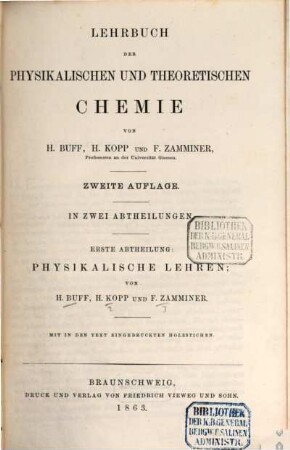 Lehrbuch der physikalischen und theoretischen Chemie, 1. Physikalische Lehren
