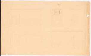 Wohnhaus Kretzer, Berlin-Tiergarten: Nebeneingang: Grundriss, 4 Schnitte 1:25 (von Inv.Nr. 13291)